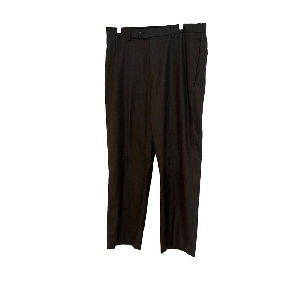 Van Heusen Men's Dress Pants, 34x29, Flat Front, Charcoal Checked Print Pockets